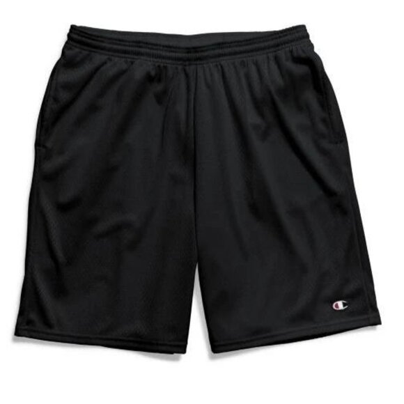 Champion Men Athletic Shorts Mesh Elastic Waist Black NWT - Picture 1 of 2
